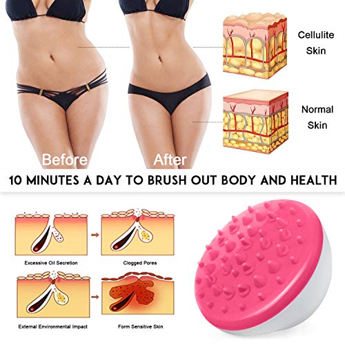 Manopla masajeador y removedor de celulitis, cepillo suave para celulitis, masajeador corporal, removedor de celulitis, adelgazante, exfoliante relajante (rosa)