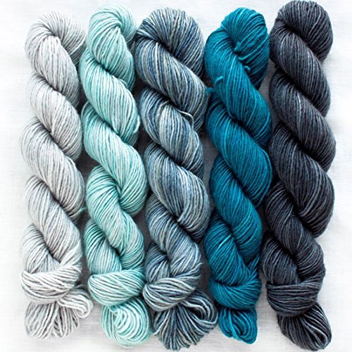 Manos Del Uruguay - Juego de mini madejas de seda, 5 x 20 g, hilo de seda merino teñido a mano 1 Augusta