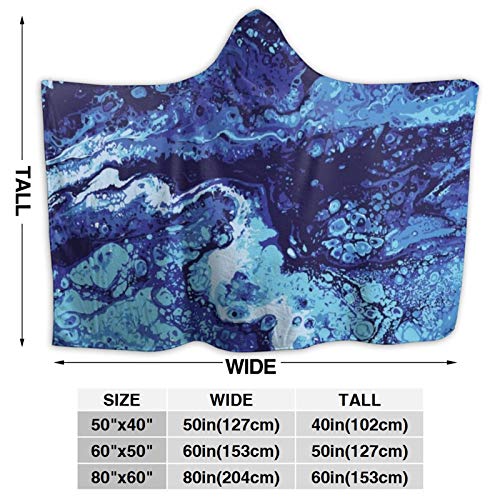 Manta con Capucha Franela Suave y cálida Liguid Acuarela y Tinta Pintura de Colores Abstractos Manta para sofá Sofá 60x50 Pulgadas