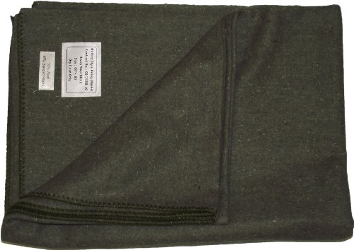 Manta de lana, diseño militar, verde oliva, 60"x 80" (152cm x 203cm)