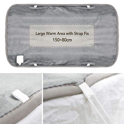 Manta Eléctrica Calienta Franela Camas Electrico 60 W Individual 150 x 80cm Calentador Colchon 7 Niveles de Temperatura Apagado Automático 10 Horas, Protección Sobrecalentamiento, Lavar a Máquina