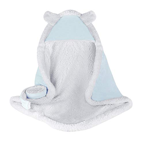 Manta suave para bebé con capucha, saco de dormir térmico de franela suave, manta de recepción para bebé, bolsa de playa de 75 x 75 cm para bebés recién nacidos de 0 a 1 año azul Pure Blue
