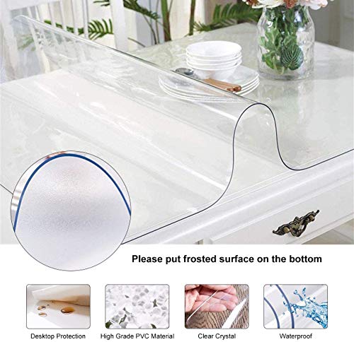 Mantel Transparente De PVC Mantel Plástico Transparente Plástico Grueso Impermeable Mantel/Anti-Caliente Vidrio Suave Plastico, Mantel/Comida De Mesa De Café,Estera Tabla,2.0mm,80 * 130cm