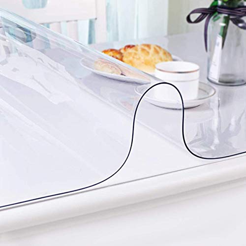 Mantel Transparente De PVC Mantel Plástico Transparente Plástico Grueso Impermeable Mantel/Anti-Caliente Vidrio Suave Plastico, Mantel/Comida De Mesa De Café,Estera Tabla,2.0mm,80 * 130cm