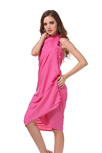 MANUMAR Mujer Pareo opaco, toalla de playa grandes Sarong en cal, 155 x 115 cm, toalla vestido de verano, bikini vestido de playa