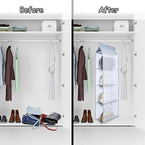 MaoXinTek Organizador del Armario Bolso Organizador de 4 Compartimentos para Colgar Bolsos de Mano para Sala de Estar Dormitorio Armario