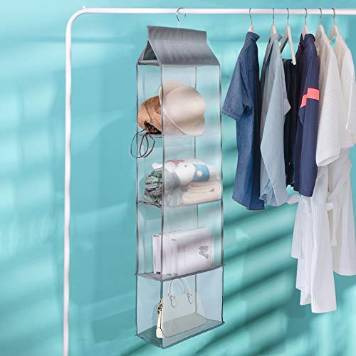 MaoXinTek Organizador del Armario Bolso Organizador de 4 Compartimentos para Colgar Bolsos de Mano para Sala de Estar Dormitorio Armario