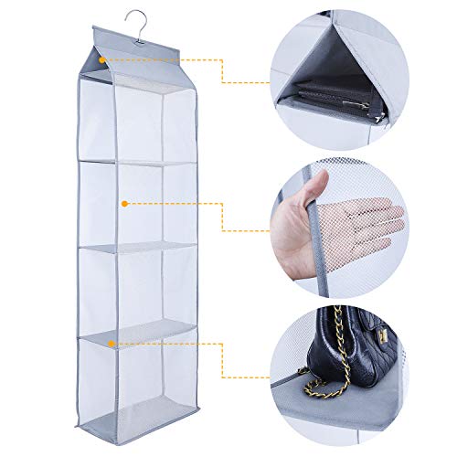MaoXinTek Organizador del Armario Bolso Organizador de 4 Compartimentos para Colgar Bolsos de Mano para Sala de Estar Dormitorio Armario