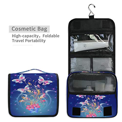 Maquillaje Bolsa de cosméticos Arte Fantasía Floral Mariposa magnífica Almacenamiento portátil Bolsa de aseo de viaje