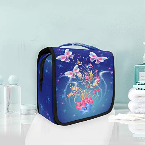 Maquillaje Bolsa de cosméticos Arte Fantasía Floral Mariposa magnífica Almacenamiento portátil Bolsa de aseo de viaje