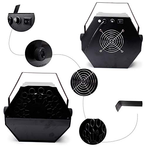 Máquina Burbujas Portátil,UKing Automatic Máquina Burbujas con Control Remoto y Alto Rendimiento para Fiestas de Cumpleaños, Bodas, Conciertos, Escenarios, Galas (Negro)