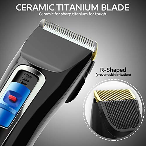 Maquina Cortar Pelo, O'vinna Cortapelos Profesional Hombre con 4 Peines de Ajustes (6 longitud), Pantalla LED, Cuchillas de Cerámica-Titanio, Carga Rápida, Potente Motor