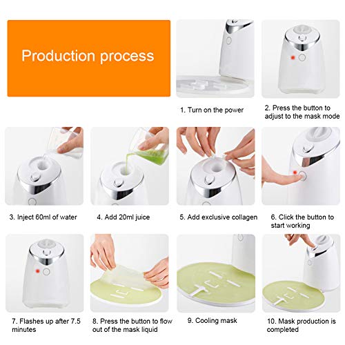 Máquina de mascarilla facial natural, Máquina de belleza automática, Mascarilla de limpieza de plantas naturales multifuncional, tabletas de colágeno, para la piel facial/ocular(Blanco)