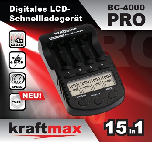 Maquinilla de afeitar Kraftmax - Kraftmax BC-4000 Pro cargador y 16 x Panasonic Eneloop AA/Pilas AA - la nueva generación - pilas de alto rendimiento onlinehandel V5