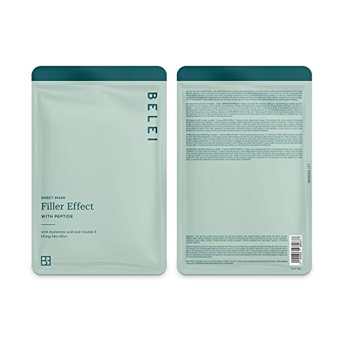 Marca Amazon - Belei - Mascarilla de tejido efecto rellenador con péptido, 10 Unidades