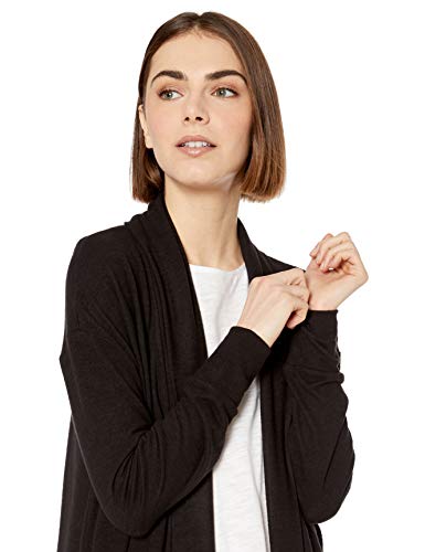 Marca Amazon - Daily Ritual - Cómoda chaqueta de punto abierta para mujer, Negro, US L (EU L - XL)