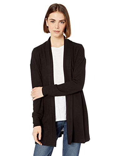 Marca Amazon - Daily Ritual - Cómoda chaqueta de punto abierta para mujer, Negro, US L (EU L - XL)