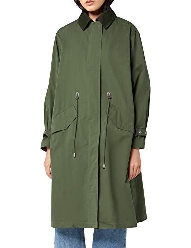 Marca Amazon - find. Canvas Parka Hybrid - abrigos hombre Mujer, Verde (Khaki), 36, Label: XS