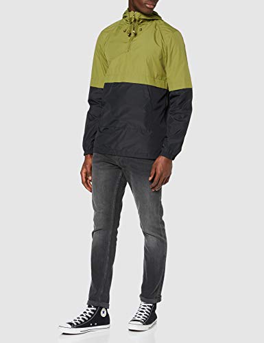 Marca Amazon - find. Cortavientos Hombre, Negro (Khaki/black), M, Label: M