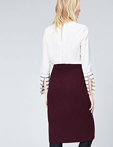 Marca Amazon - find. Falda de Botones para Mujer, Rojo (Wine), 36, Label: XS