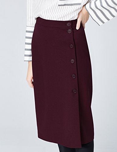 Marca Amazon - find. Falda de Botones para Mujer, Rojo (Wine), 36, Label: XS
