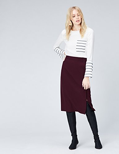 Marca Amazon - find. Falda de Botones para Mujer, Rojo (Wine), 36, Label: XS