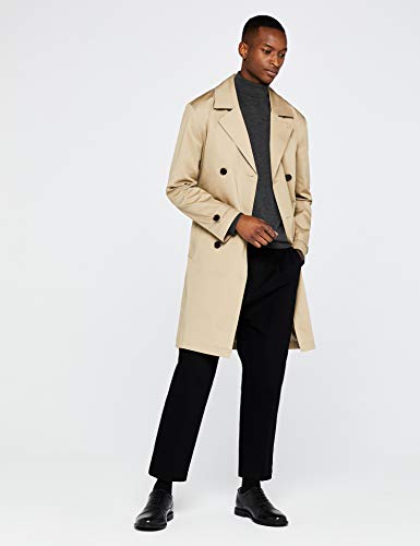 Marca Amazon - find. Gabardina Algodón Hombre, Marrón (Camel), M, Label: M