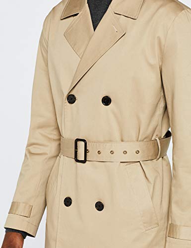 Marca Amazon - find. Gabardina Algodón Hombre, Marrón (Camel), M, Label: M