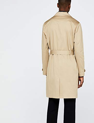 Marca Amazon - find. Gabardina Algodón Hombre, Marrón (Camel), M, Label: M