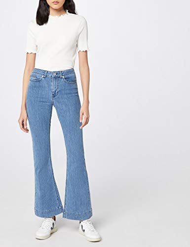 Marca Amazon - find. Vaqueros Campana de Tiro Alto Mujer, Blau (Mid Blue), 32W / 32L, Label: 32W / 32L
