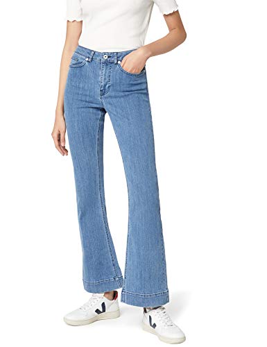 Marca Amazon - find. Vaqueros Campana de Tiro Alto Mujer, Blau (Mid Blue), 32W / 32L, Label: 32W / 32L