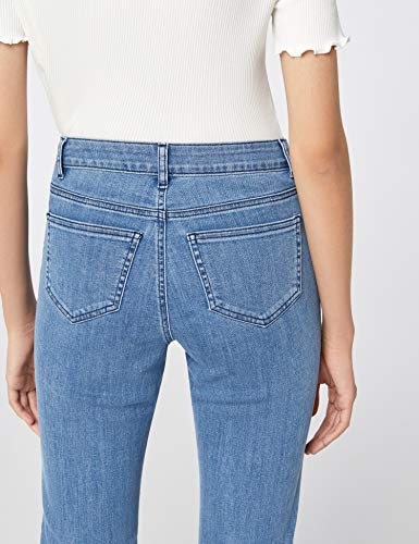 Marca Amazon - find. Vaqueros Campana de Tiro Alto Mujer, Blau (Mid Blue), 32W / 32L, Label: 32W / 32L