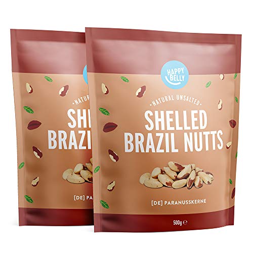 Marca Amazon - Happy Belly Nueces de Brasil sin cáscara, 2 x 500g