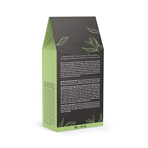 Marca Amazon - Happy Belly Select - Bolsitas de té verde selecto, Gunpowder, 6x20 pirámides