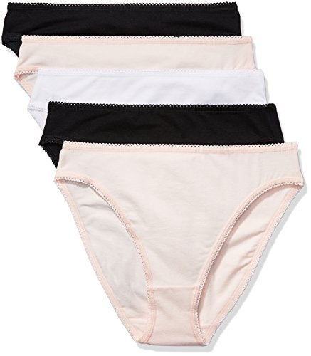 Marca Amazon - Iris & Lilly Braguita Mujer, Pack de 5, Multicolor (Black/Soft Pink/White), XXL, Label: XXL