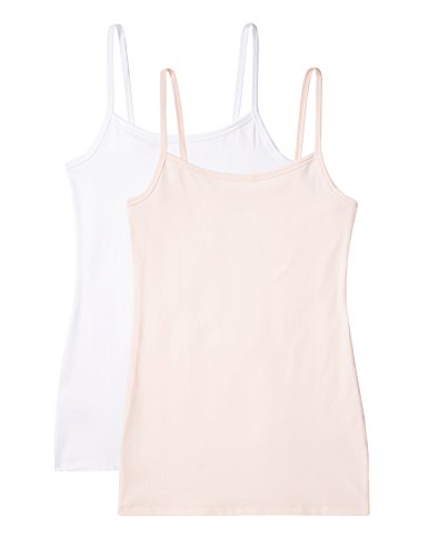 Marca Amazon - IRIS & LILLY Camiseta de Tirantes Body Natural para Mujer, Pack de 2, 1 x Blanco & 1 x Rosa Claro, S, Label: S