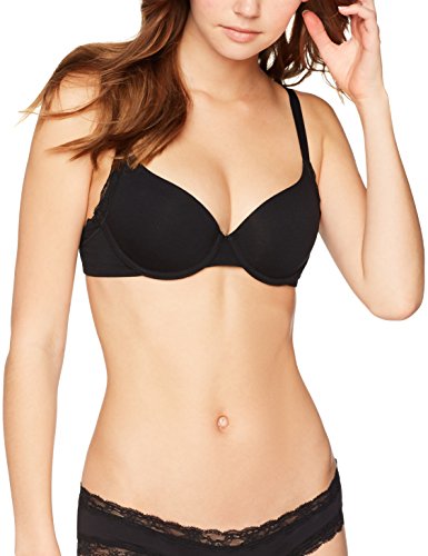 Marca Amazon - IRIS & LILLY Sujetador de Algodón Estilo Camiseta Mujer, Negro (Schwarz), 100D, Label: 38D