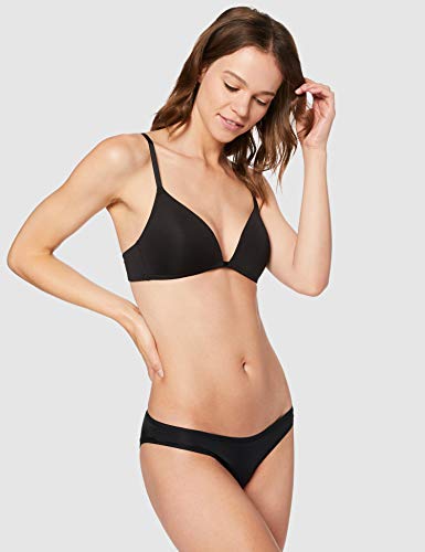 Marca Amazon - IRIS & LILLY Sujetador de Microfibra Estilo Camiseta Mujer, Negro (Black), 100A, Label: 38A