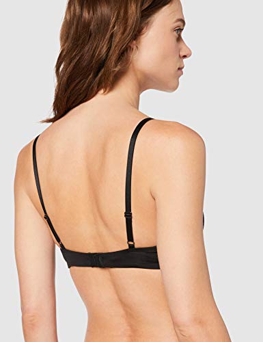 Marca Amazon - IRIS & LILLY Sujetador de Microfibra Estilo Camiseta Mujer, Negro (Black), 100A, Label: 38A