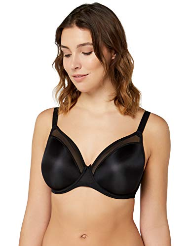 Marca Amazon - IRIS & LILLY Sujetador de Tul Reductor Mujer, Negro (Black Beauty), 95E, Label: 36DD