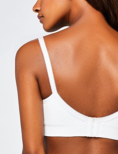 Marca Amazon - IRIS & LILLY Sujetador Lactancia Seam Free Mujer, Pack de 2, Blanco (White), S, Label: S