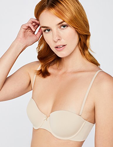 Marca Amazon - IRIS & LILLY Sujetador Preformado con Tirantes Extraíbles Body Smooth para Mujer, Beige (Pale Nude), 95D (Talla del fabricante: 36D)