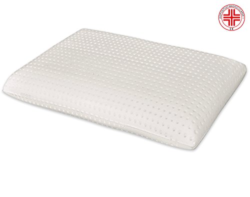Marcapiuma - Almohada Viscoelástica Memory Foam 70 cm Alta 12 cm Modelo Jabón Perforado con Funda 100% ALGODÓN - Almohada Cervical Ortopédica - Producto Sanitario CE - 100% Fabricada en Italia