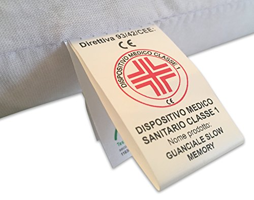 Marcapiuma - Almohada Viscoelástica Memory Foam 70 cm Alta 13 cm Modelo Jabón Perforado con Funda 100% ALGODÓN - Almohada Cervical Ortopédica - Producto Sanitario CE - 100% Fabricada en Italia