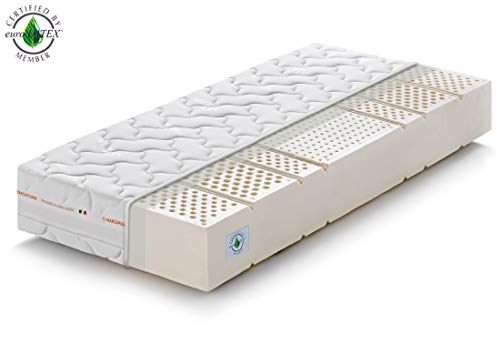 Marcapiuma - Colchón Látex Individual 90x190 Alto 20 cm - SEVENLIFE 20 - H2 Medio - 7 Zonas Ergonómico Antiácaros Antialérgico - Funda desenfundable Silver - 100% Fabricado en Italia