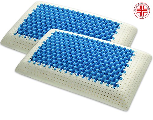 Marcapiuma – Par de Cojines de Memory – Blue Air Massage – Ultra Transpirable Efecto Masaje Funda de protección 100% algodón – Almohada Memory Ortopédico Dispositivo médico CE – Fabricado en Italia