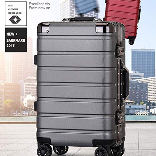 Marco De Aluminio Caja De La Carretilla De Equipajes Caja Universal De La Rueda Silenciosa De Freno De Rueda De Embarque Maleta Contraseña del Cuadro De Estilo Coreano,Oro,20inch