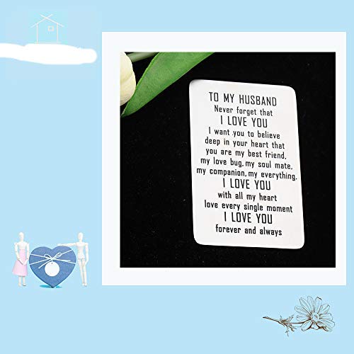 Marido Gift to My Marband Wallet Insert Never Forget That I Love You - Carteras de metal con texto en inglés "Love Note" plata