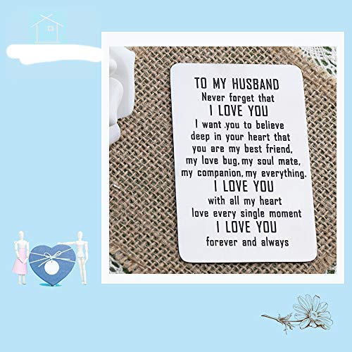 Marido Gift to My Marband Wallet Insert Never Forget That I Love You - Carteras de metal con texto en inglés "Love Note" plata