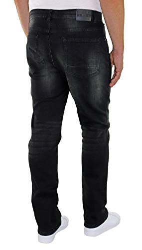 Marina del Rey Josh - Pantalones vaqueros para hombre (cintura elástica, talla grande) Color negro. 62